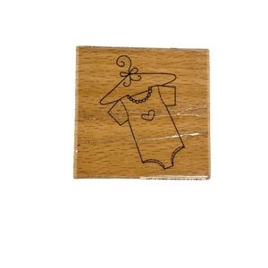 NEW studio g crafting wooden rubber stamp baby bodysuit on hanger